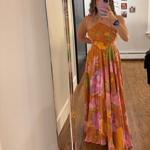 Farm Rio Embroidered Flower Top Maxi Dress